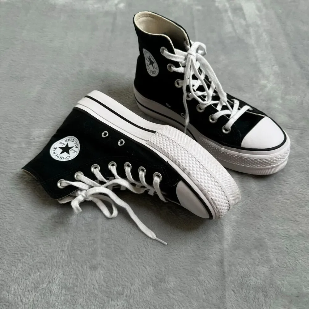 Converse Black and White High Top Sneakers - Picture 2 of 10